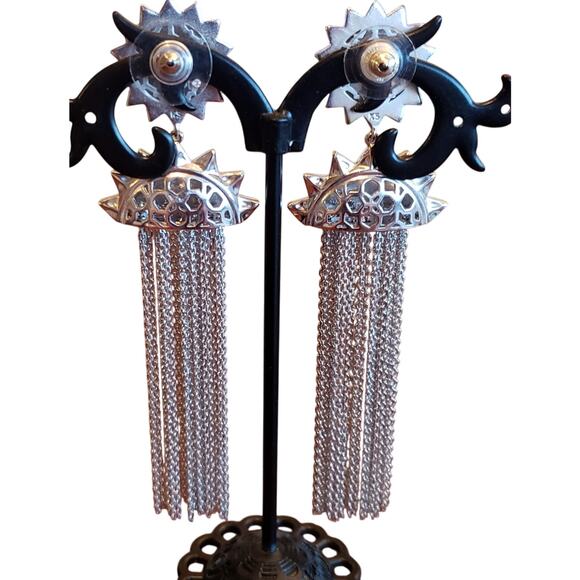 Kendra Scott Sienna Sun Statement Chains Fringe drop Earrings NWOT - Picture 2 of 4